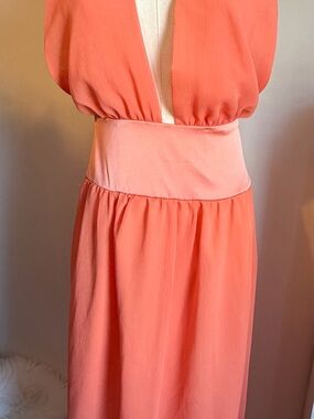 Women's Coral V-Neck Maxi Dress